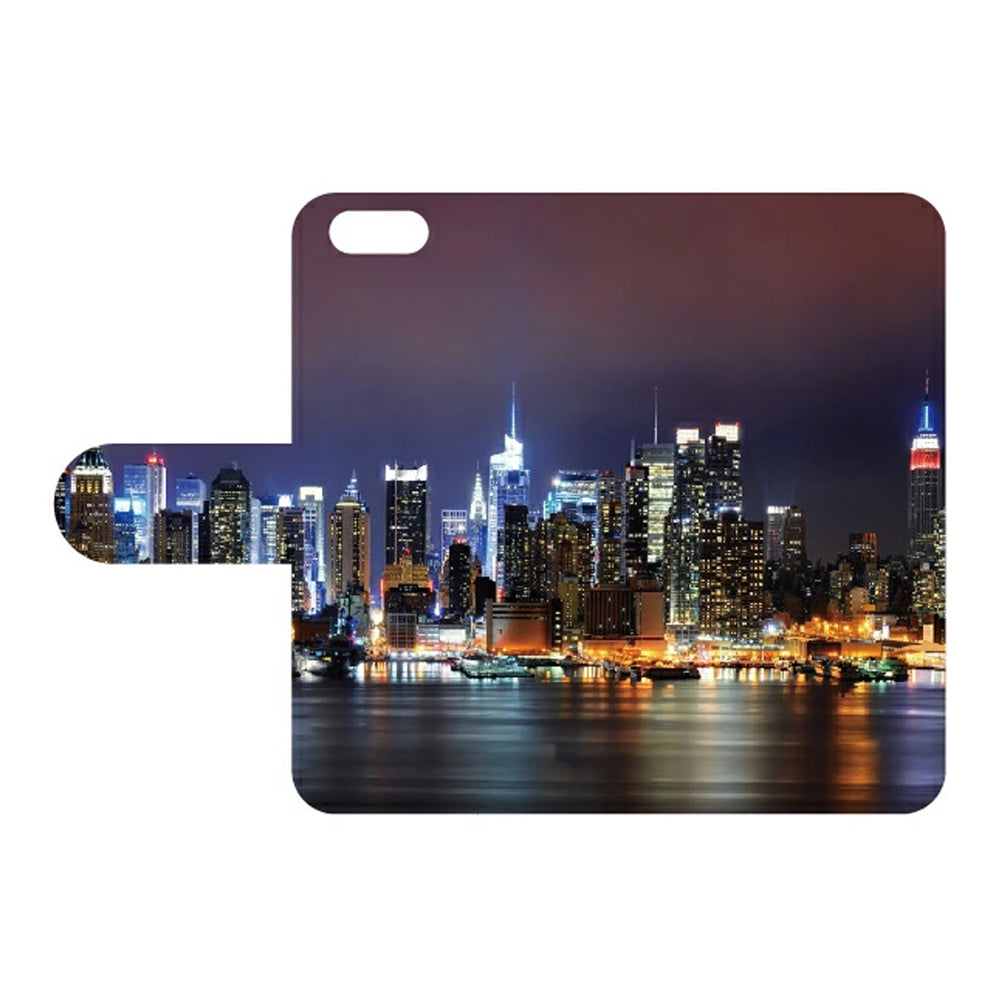 iPhone アイフォン ケース 手帳 カバー カード収納 スタンド 12 mini 11 pro max X XR XS 7 8 plus 対応ブランド newyork 摩天楼 夜景 絶景 風景 nyc 高画質 フォト オシャレ お洒落 写真 ネオン プリント 流行 ロゴ パロディ 人気 総柄 iphoneケース