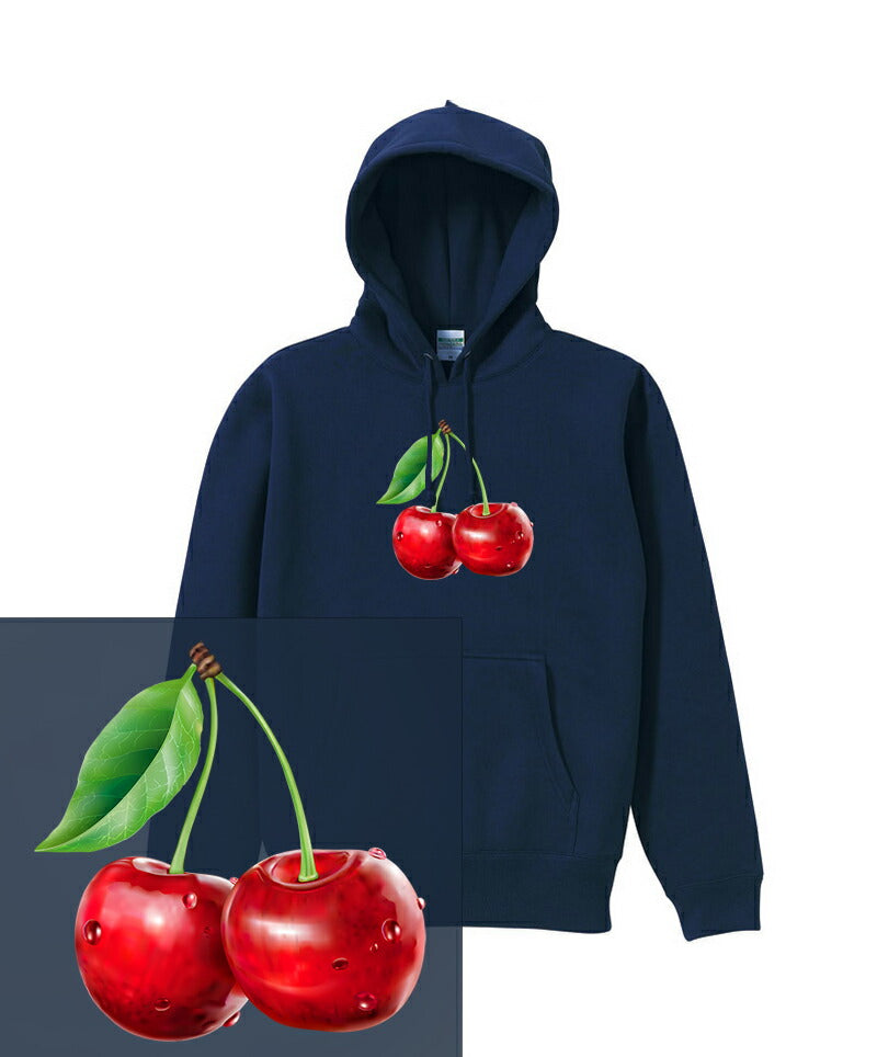 CHERRY HOODIE チェリー さくらんぼ サクランボ cherry 果物 フルーツ fruits 果実 ベジタブル かわいい おしゃれ ストリート ヘビーウェイト ヘヴィー 厚手 スウェット フーディ パーカー 裏起毛 トップス ロゴ メンズ レディース