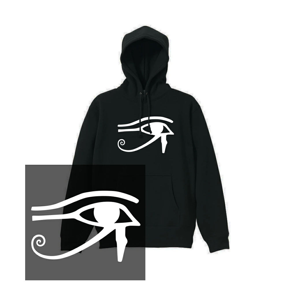 EYE OF HORS HOODIE ホルスの目 古代エジプト 真実の目 象形文字 ラーの目 シンボル メソポタミア ヘビーウェイト ヘヴィー 厚手 スウェット フーディ パーカー 裏起毛 トップス ロゴ メンズ レディース