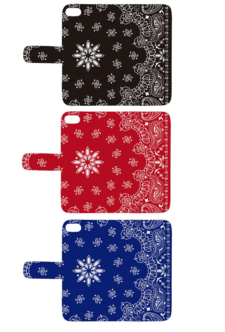 iPhone アイフォン ケース 手帳 カバー カード収納 スタンド 12 mini 11 pro max X XR XS 7 8 plus 対応ウェッサイ チカーノ チカーナ ギャング バンダナ ペイズリー LA ブラック ネイビー レッド 青 赤 黒 人気 ケース 手帳 カバー 西海岸 バンダナ柄 スマホ