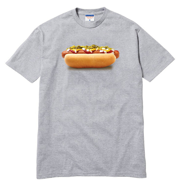 HOTDOG teeシャツ/三色展開 半袖 メンズ レディース ブランド ストリート ホットドッグ ソーセージ アメリカン 食べ物 ジャンクフード ハンバーガー ウインナー ケチャップ マスタード ピクルス デザイン グラフィック tee tシャツ