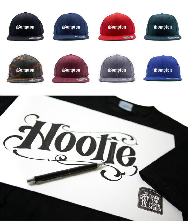 BOMPTON SNAPBACK CAP スナップバック キャップ ストリート ブランド bompton ボンプトン 西海岸 ギャング bloods crips チカーノ コンプトン compton ブラッズ クリップス ウェストコースト ローライダー 刺繍 フリーサイズ 帽子 ユニセックス フラットバイザー
