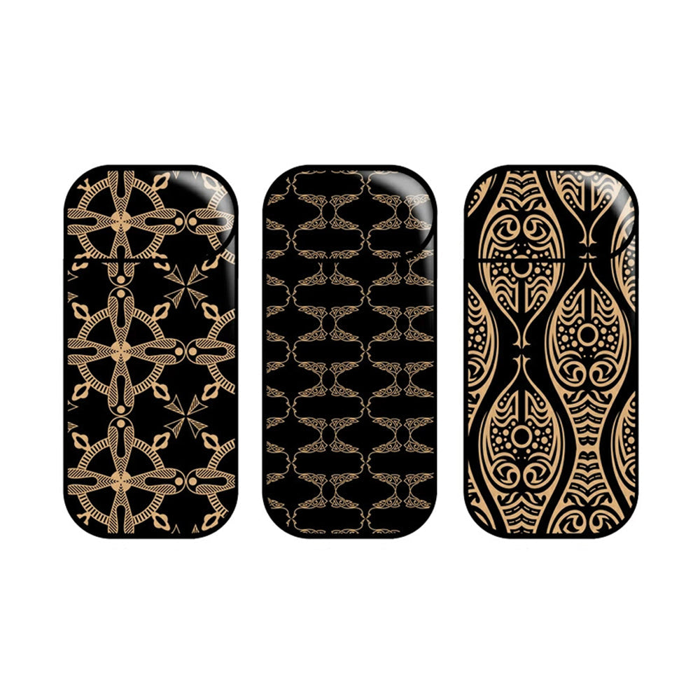 アイコススキンシール-金色 黒 ゴールド NEW YORK バロック バロック調 パターン 模様 幾何学 手帳 カバー型 鎖 ケース カバー かわいい おしゃれ ステッカー 保護シール IQOS iqos ヒートスティック タバコ 本体 電子タバコ