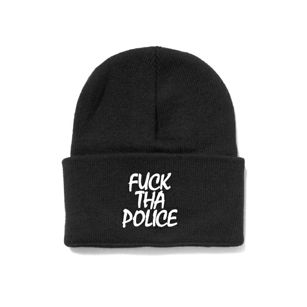 Fuck The Police Knit Cuff ニット 帽子 キャップ ストリート ブランド 日本語ラップ HIPHOP 刺繍 帽子 ユニセックス BEANIE ビーニー メンズ レディース 秋冬