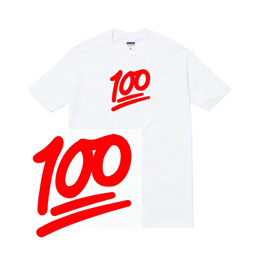 100 Tシャツ 半袖 100点 百点 絵文字 emoji iphone アイフォン スマホ メンズ レディース ユニセックス 大きいサイズ ダンス 衣装 HIPHOP ストリート ブランド tee tシャツ