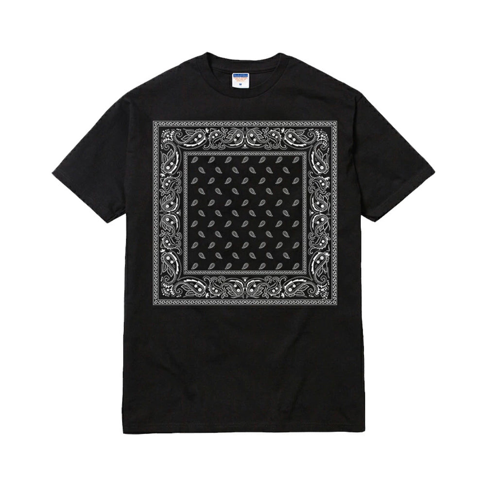 バンダナ Tシャツ/ダンス 衣装 メンズ レディース ユニセックス ストリート バンダナ柄 ペイズリー チカーノ チカーナ 西海岸 ウエストコースト ギャングスタ tee tシャツ 黒 ブラック